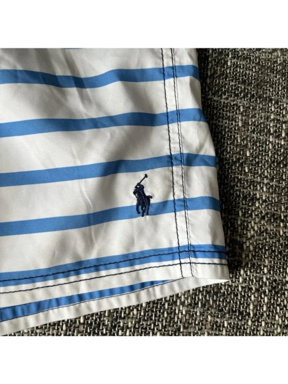 NWT Polo Ralph Lauren Boys Nautical Swim Trunks Striped Blue Size 7 Yr Beach